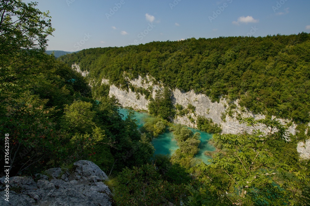 Cascades and waterfalls in the landscape of Plitvice Lakes National Park (Plitvička jezera), Croatia, southeast Europe, UNESCO World Heritage
