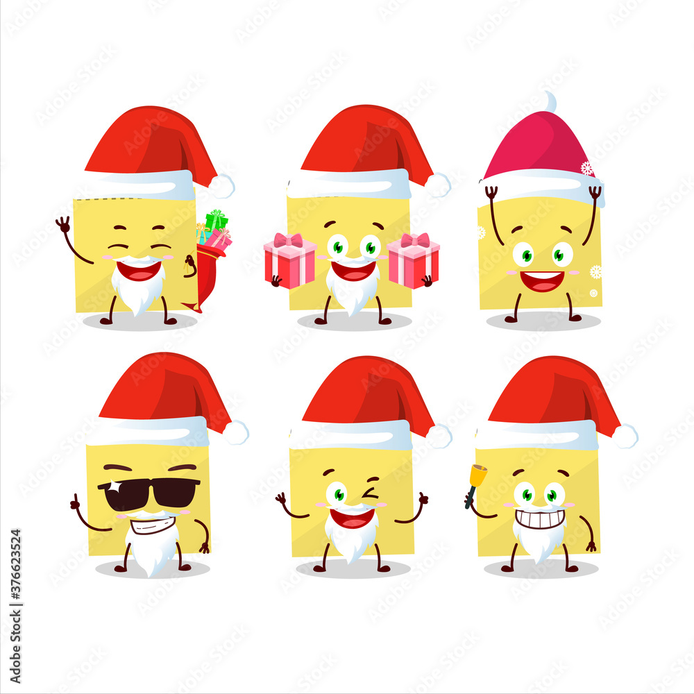 Santa Claus emoticons with spiral square yellow notebooks cartoon character Santa Claus emoticons with spiral square yellow notebooks cartoon character