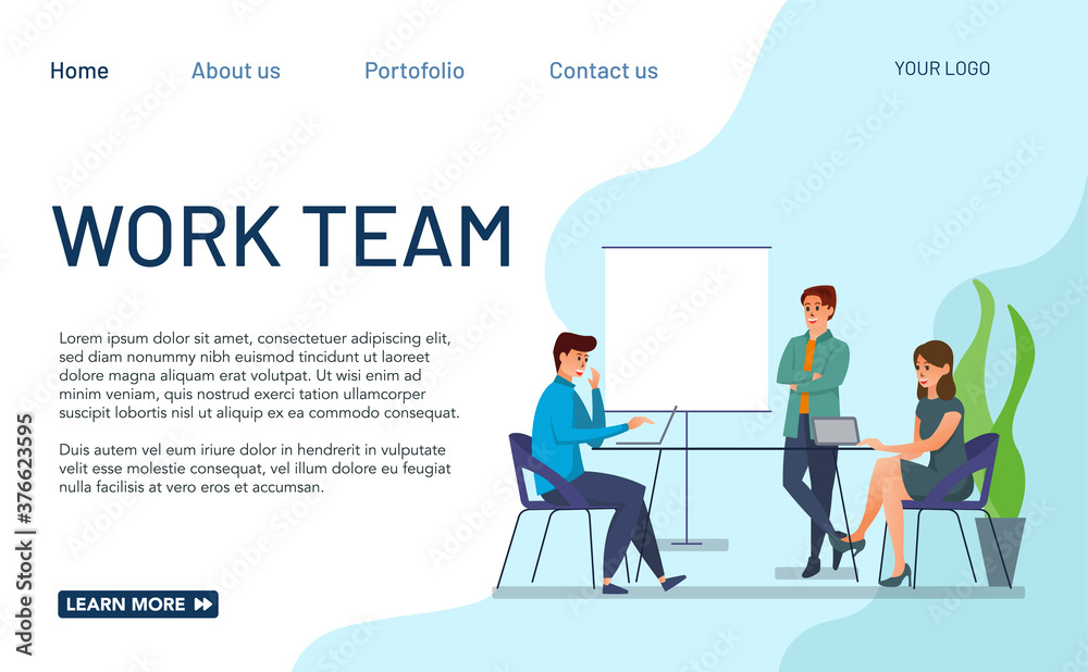 Work team concept illustration for landing page. Work team illustration for website and mobile app