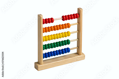 new multi-colored wooden abacus isolated on white