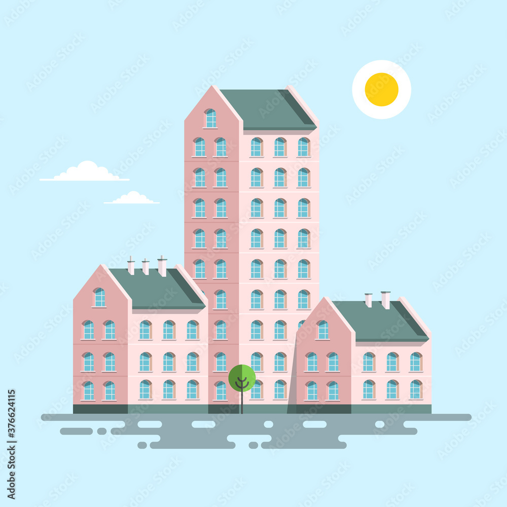 Block of Flats Houses Icon. Vector Apartment Buildings Symbol. Block of Flats Houses Icon. Vector Apartment Buildings Symbol.