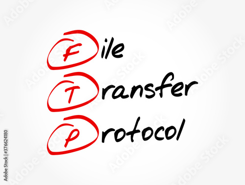 FTP - File Transfer Protocol acronym, technology concept background