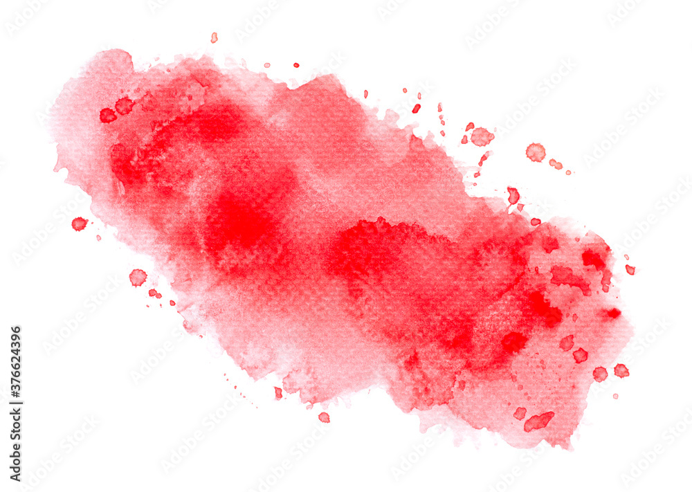red watercolor paint of brush on white paper.