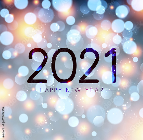 2021 happy new year sign on misted glass.