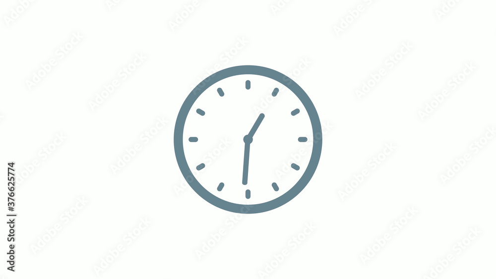 Aqua gray counting 12 hours clock icon on white background