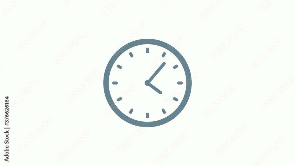 New aqua gray color counting down clock icon on white background New aqua gray color counting down clock icon on white background
