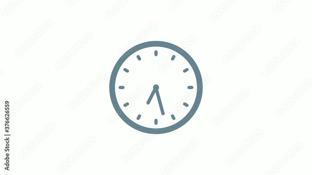 New aqua gray color counting down clock icon on white background