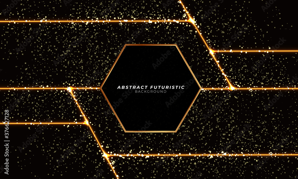 Background image with gold light flares. Vector illustration. Stock