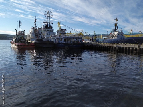 Embenkment and port of city Murmansk