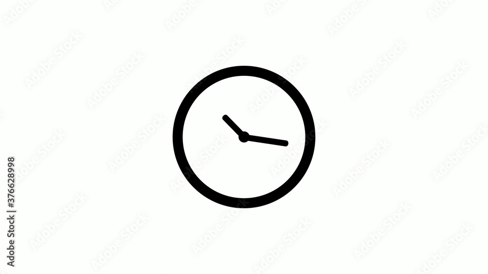New circle counting down clock icon on white background,Clock icon without trick