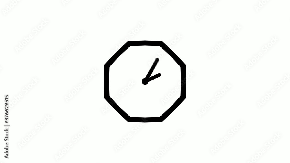 Amazing 12 hours counting down clock icon on white background,clock without trick