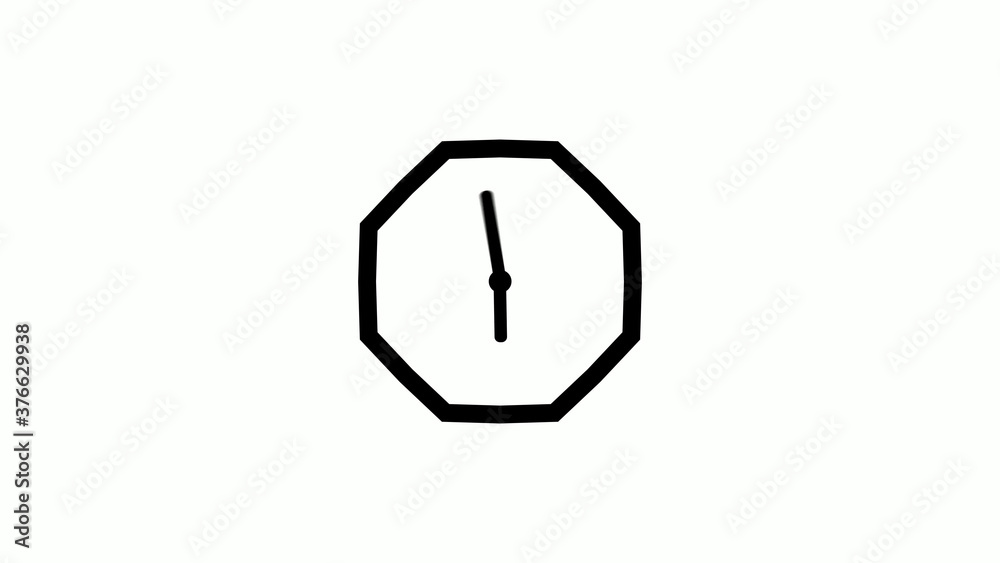 Amazing 12 hours counting down clock icon on white background,clock without trick