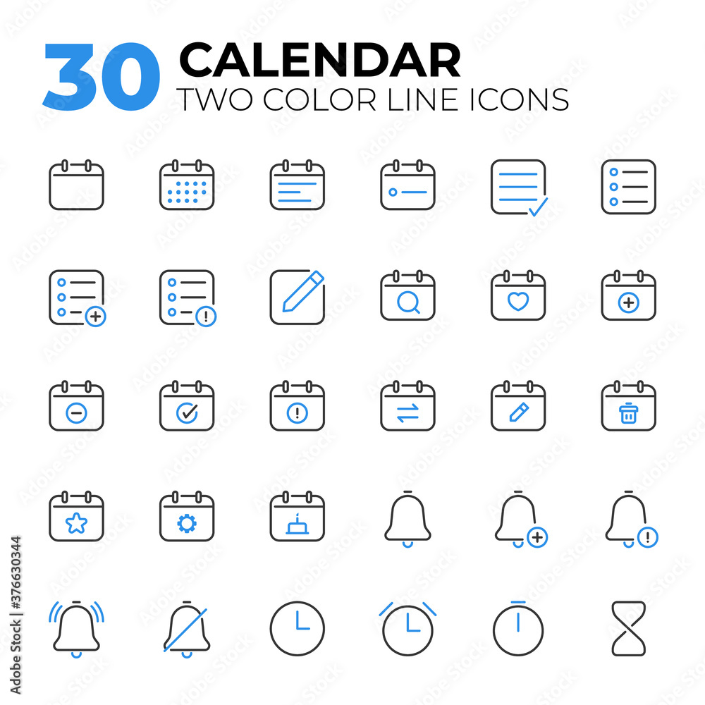Set of Calendar Date and Time icons. Set of Calendar Date and Time icons.
