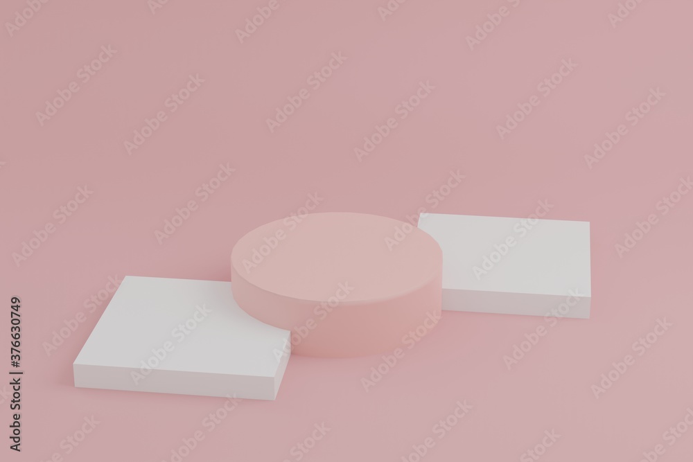 Pink steps cube & cylinder podium platforms for cosmetic product presentation. 3d rendered illustration with geometric shapes. mock up minimal design with empty space. Abstract composition modern Pink steps cube & cylinder podium platforms for cosmetic product presentation. 3d rendered illustration with geometric shapes. mock up minimal design with empty space. Abstract composition modern