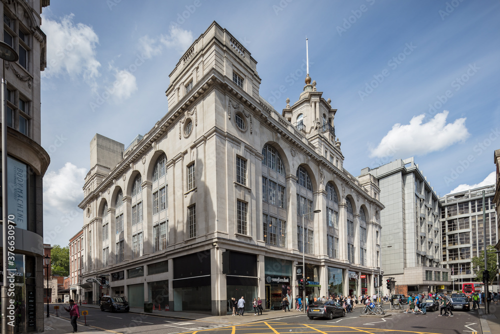 Shops in Kensington High Street, London UK