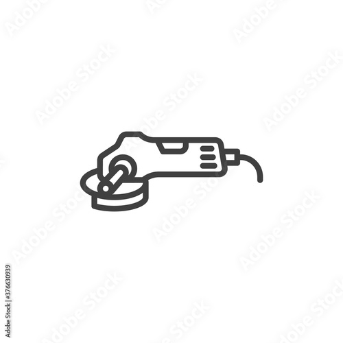 Electric angle grinder line icon. linear style sign for mobile concept and web design. Angle grinder tool outline vector icon. Symbol, logo illustration. Vector graphics