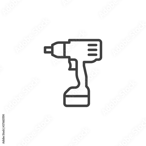 Cordless drill line icon. linear style sign for mobile concept and web design. Electric screwdriver outline vector icon. Symbol, logo illustration. Vector graphics