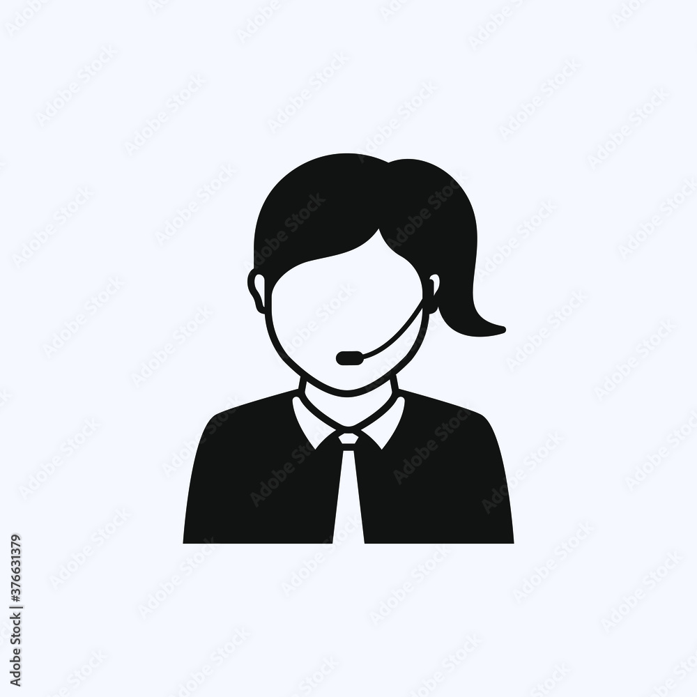 Customer support flat icon. Call center operator symbol concept isolated on white background. Vector illustration