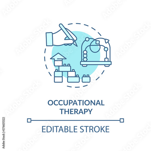 Occupational therapy concept icon. Alternative nonsurgical treatment, injury recovery idea thin line illustration. Medical procedure. Vector isolated outline RGB color drawing. Editable stroke