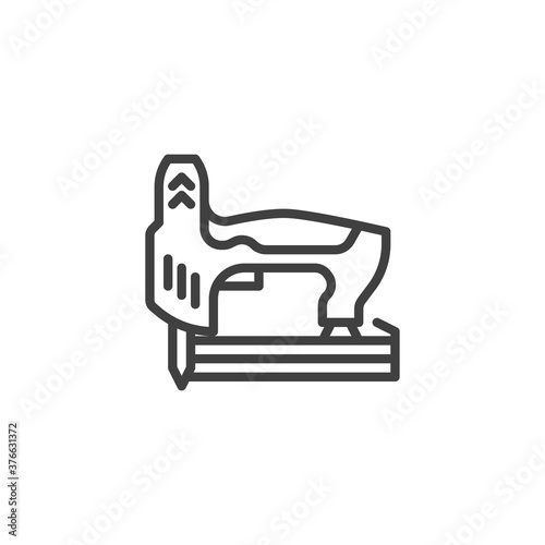 Carpentry woodworking tool line icon. linear style sign for mobile concept and web design. Cordless nail gun outline vector icon. Symbol, logo illustration. Vector graphics