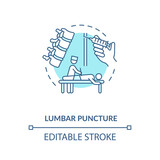 Lumbar puncture concept icon. Central nervous system diseases diagnostics idea thin line illustration. Clinical procedure, spinal tap. Vector isolated outline RGB color drawing. Editable stroke