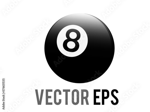 Vector classic black billiard pool 8 or snooker game ball emoji icon