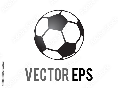 Vector round, black and white ball for soccer sport game emoji icon