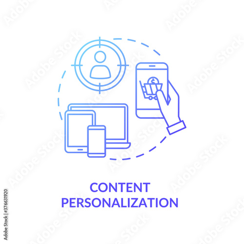 Content personalization concept icon. Digital marketing campaign idea thin line illustration. E-commerce marketing strategies. Targeting process. Vector isolated outline RGB color drawing