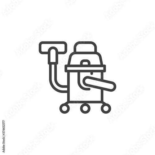 Industrial vacuum cleaner line icon. linear style sign for mobile concept and web design. Vacuum cleaner outline vector icon. Symbol, logo illustration. Vector graphics