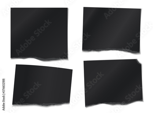 Wallpaper Mural Set of torn black note, notebook paper pieces stuck on white background. Vector illustration Torontodigital.ca