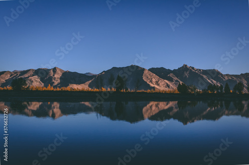 Sunrise landscape of mountains and rivers