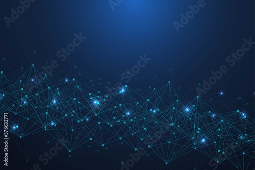 Big Data Visualization Background. Modern futuristic virtual abstract background. Science network pattern, connecting lines and dots. Global network connection .