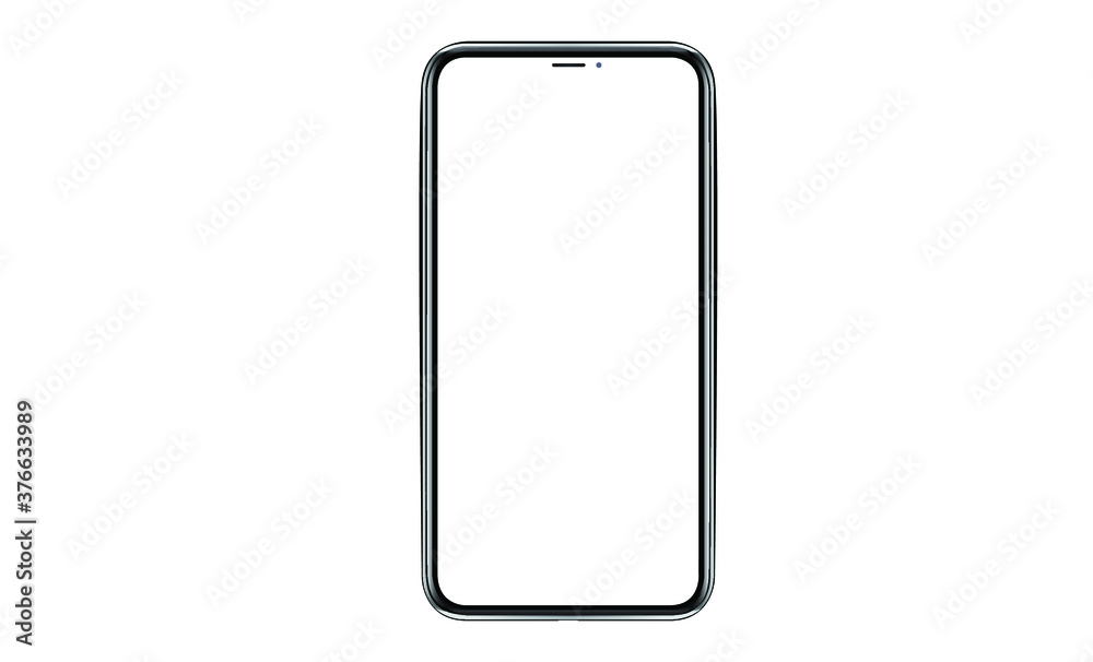 New Smartphone Iphone Pro, Front and back side. Smartphone mock up with white screen. Illustration for app, web, presentation, design.