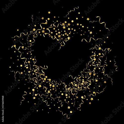 Gold Serpentine Fun Vector Black Background. 