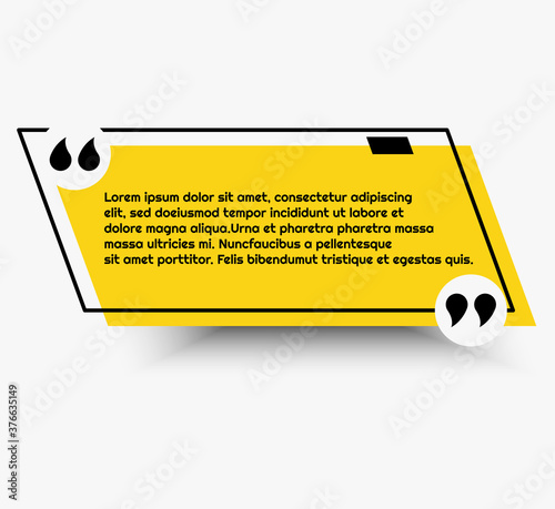 Simple yellow quote banner with quotation marks nad outline