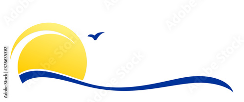 Sun and Blue Wave Symbol.