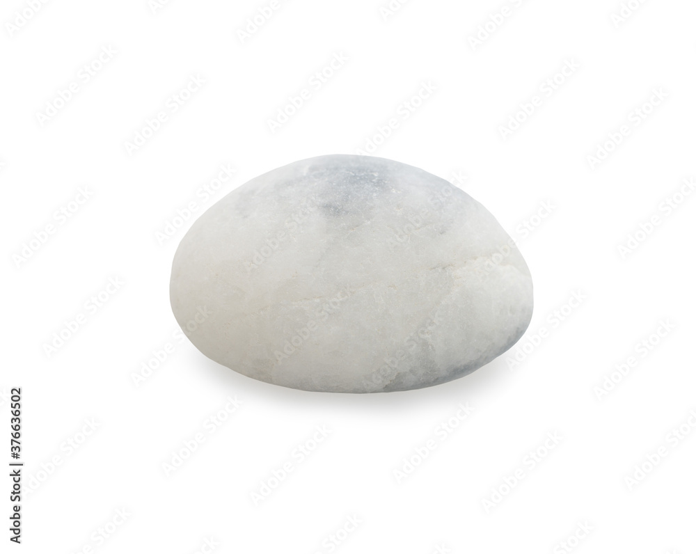 Single white stone on white background with clipping path for decorative design