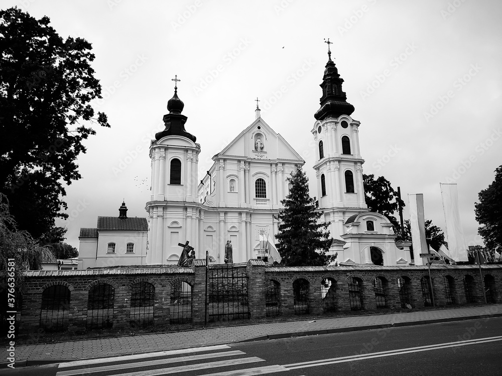 Catholic church. Artistic look in black and white.