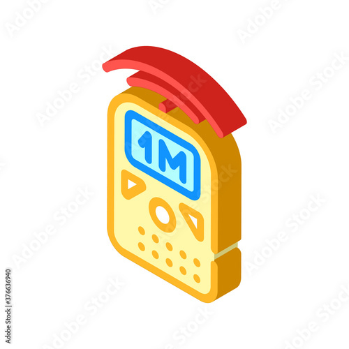 ultrasonic ruler measuring equipment isometric icon vector illustration