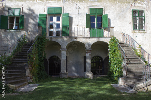 Stairs to the entrance to the Uhercice chateau photo