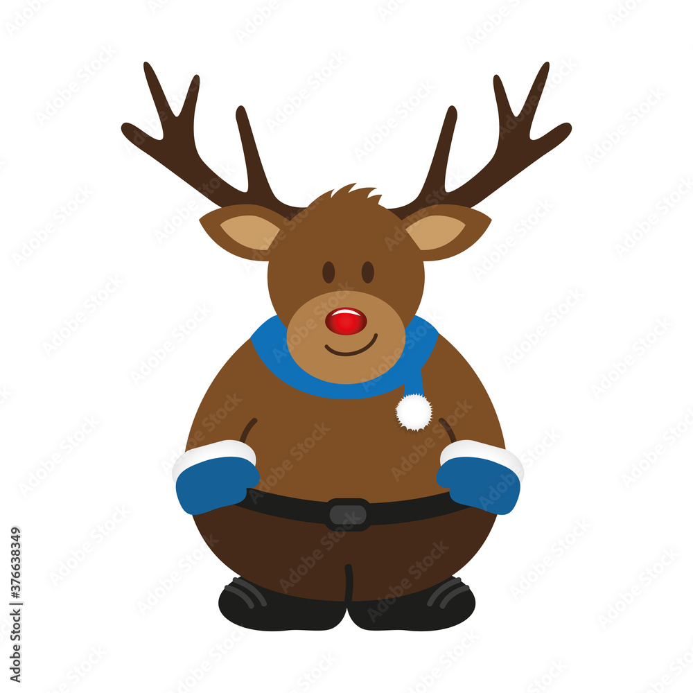cute christmas deer cartoon isolated on white vector illustration EPS10 cute christmas deer cartoon isolated on white vector illustration EPS10