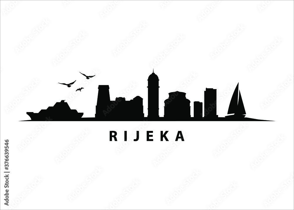 Rijeka Croatia City Skyline Landscape Black Shape SIlhouette Vector Graphic