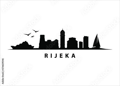 Rijeka Croatia City Skyline Landscape Black Shape SIlhouette Vector Graphic photo