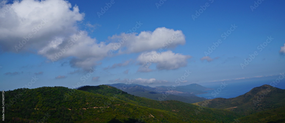 nice panorama of the mountains with sea