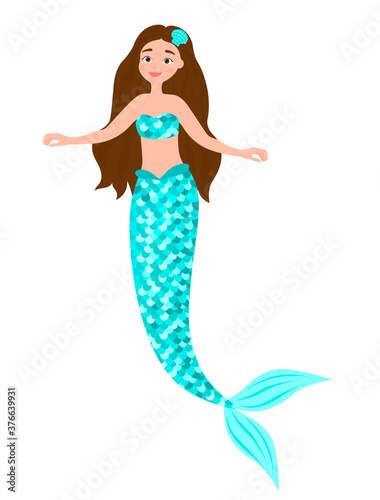 Mermaid girl beauty vector illustration