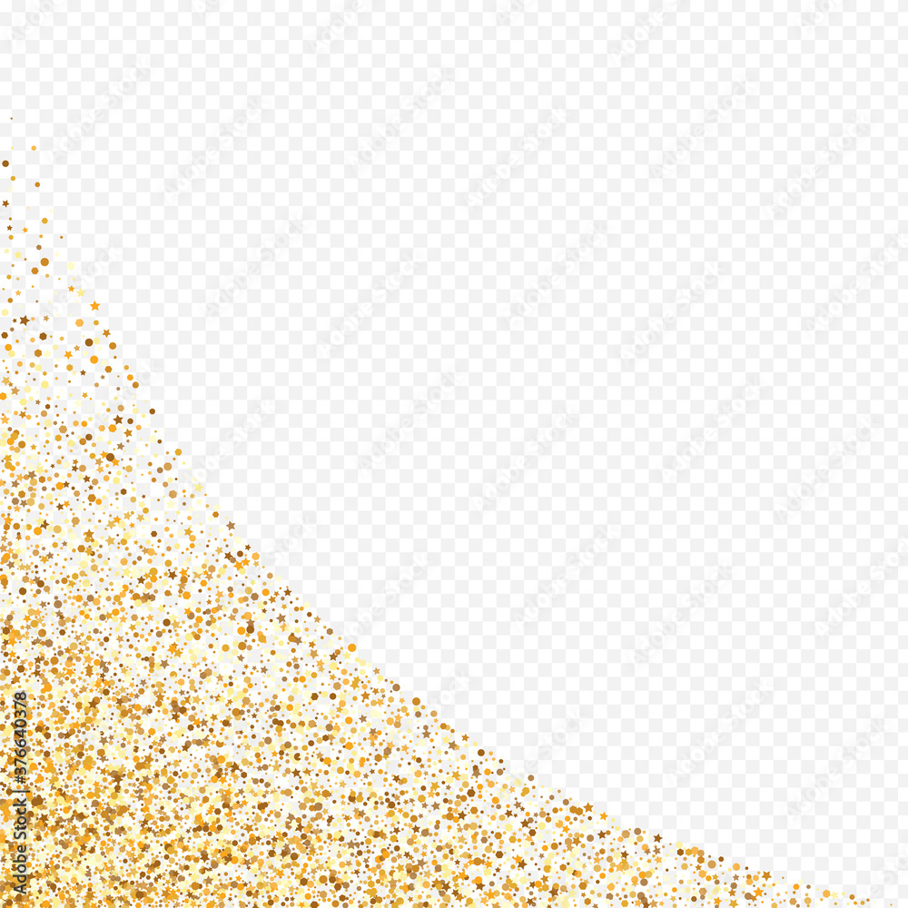Yellow Sparkle Falling Transparent Background. 