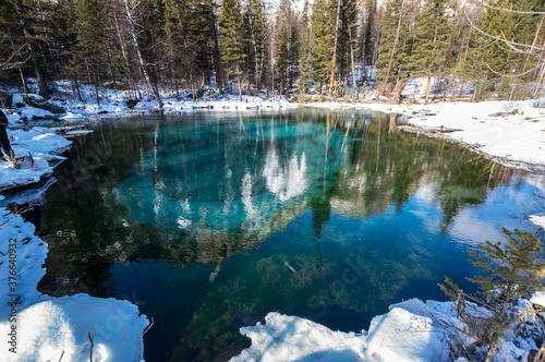 Blue geyser lake in Altay mountains © gumbao