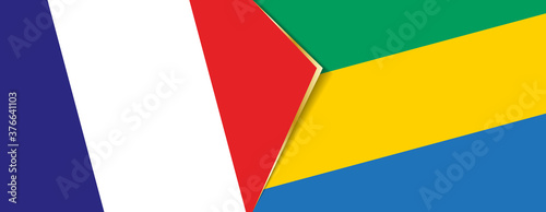 France and Gabon flags  two vector flags.