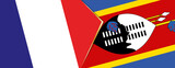 France and Swaziland flags, two vector flags.