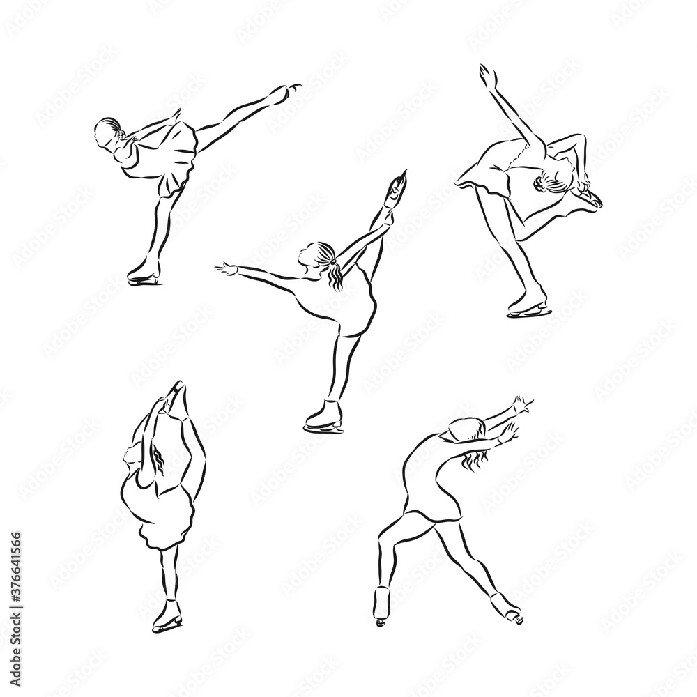 vector sketch illustration figure skating , ice dance, figure skating